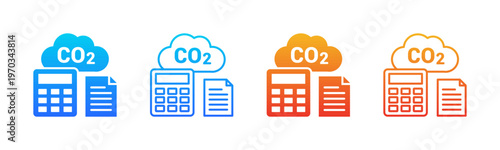 Carbon Accounting icon sheet multiple style collection