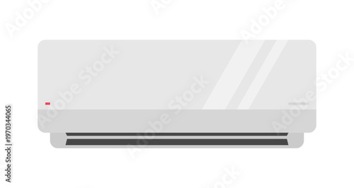 Wall mounted split air conditioner unit in flat style vector illustration, modern climate control appliance for cooling heating and air purification in indoor room, isolated on white background