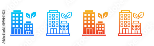 Green Buildings icon sheet multiple style collection