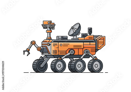 Orange Mars Rover Robot Exploration Vehicle.