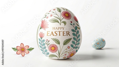 Elegant floral Easter egg design with soft pastel colors and typography.
