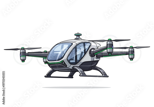 Futuristic Electric Air Taxi Vehicle Design.