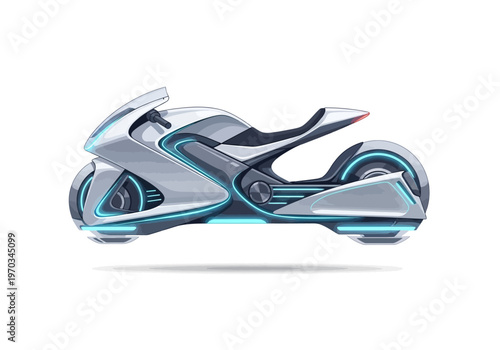 Futuristic Motorcycle with Neon Lights and Sleek Design.