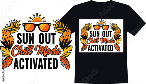 Sun Out Chill Mode Activated Sunglasses Tropical Leaves Illustration