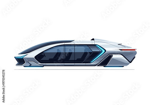 Futuristic Silver Car with Neon Accents.