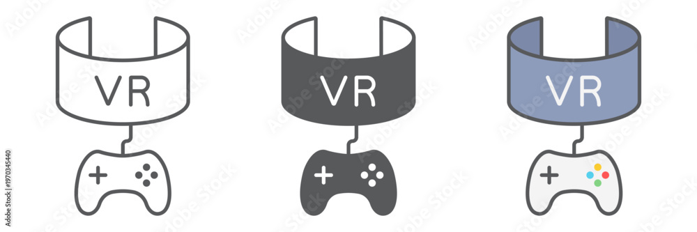 Naklejka premium VR gaming line icon, device and entertainment, virtual reality headset sign, vector graphics, a linear pattern on a white background.