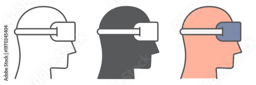 VR device line icon, gaming and virtual, vr headset sign, vector graphics, a linear pattern on a white background.
