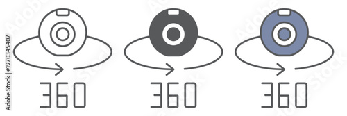 Camera 360 line icon, device and rotation, panoramic camera sign, vector graphics, a linear pattern on a white background.