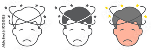 Dizziness line icon, stress and human, confused man sign, vector graphics, a linear pattern on a white background.