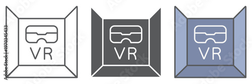 VR room line icon, gaming and technology, virtual reality space sign, vector graphics, a linear pattern on a white background.