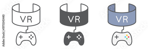VR gaming line icon, device and entertainment, virtual reality headset sign, vector graphics, a linear pattern on a white background.