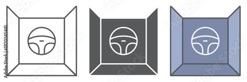 Driving simulator line icon, gaming and drive, steering wheel sign, vector graphics, a linear pattern on a white background.