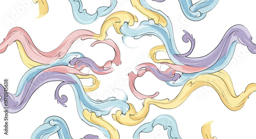 Colorful swirling liquid shapes floating.