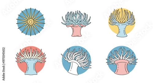 Colorful Tree Silhouettes in Circles.