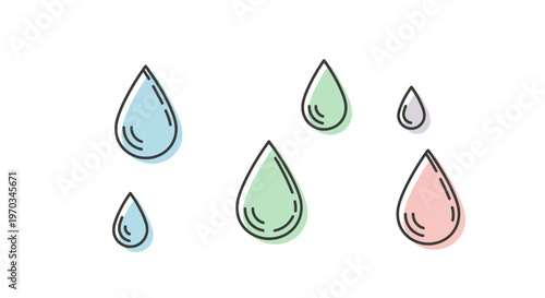Colorful raindrops in different sizes.