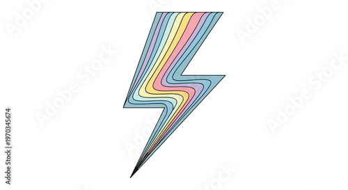 Multicolored lightning bolt graphic symbol.