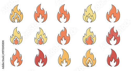 Collection of various flame icons.
