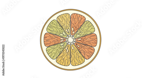 Citrus Fruit Slices in Circle.