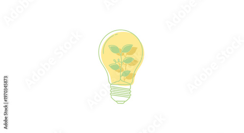 Eco friendly light bulb with leaves.