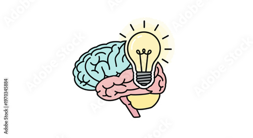 Brain with lightbulb idea concept.