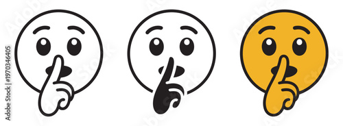 Shush Emoji Vector Graphic Illustration, silence icon, quiet symbol, secret keep mouth shut, be silent hush sign, editable vector illustration