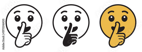Shush Emoji Vector Graphic Illustration, silence icon set, quiet and hush symbols, keep secret emoji, editable vector illustration for digital use