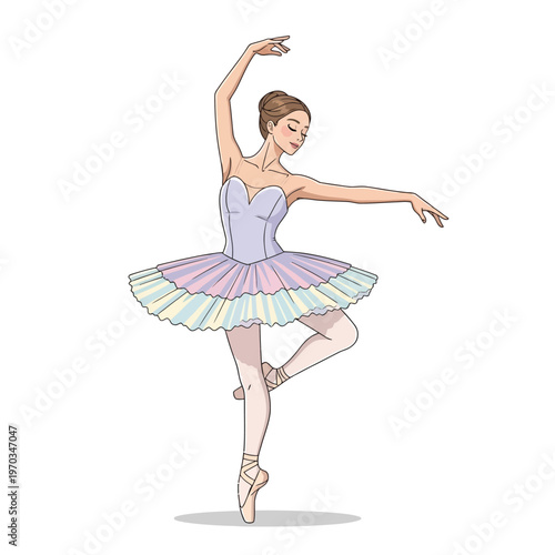 Elegant ballerina dancing in a pastel tutu
