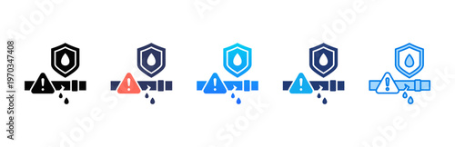 Spill Prevention icon sheet multiple style collection