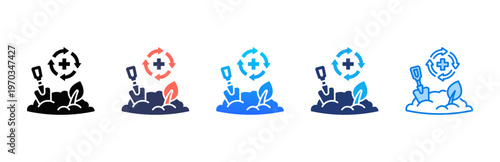 Soil Remediation icon sheet multiple style collection