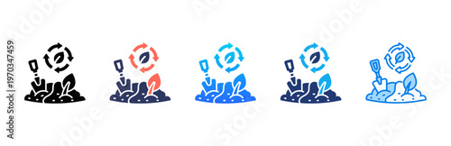 Land Restoration icon sheet multiple style collection