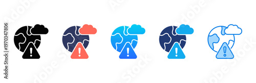 Climate Risk icon sheet multiple style collection