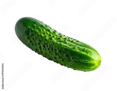Fresh green cucumber whole organic vegetable on transparent background