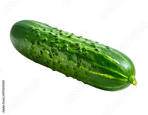 Fresh green vegetable cucumber isolated on transparent background