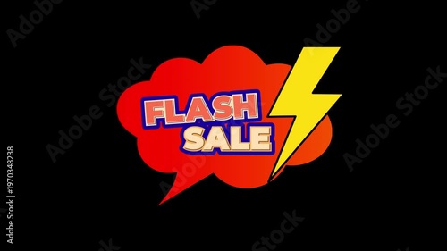 Vibrant orange flash sale sign in a speech bubble, ideal for marketing and advertising campaigns