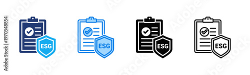 ESG Strategy icon sheet multiple style collection