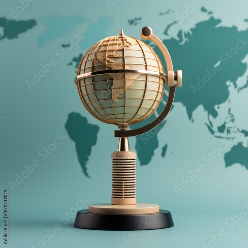 Globe with world map on the background
