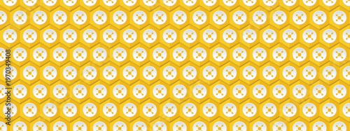 Yellow Geometric Hexagonal Pattern with Connective Node Icons