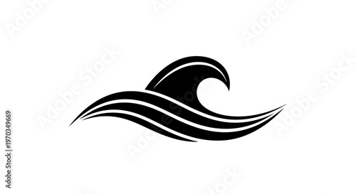 A stylized black leaf design element.