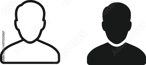 Simple user profile icons black and white silhouette representation