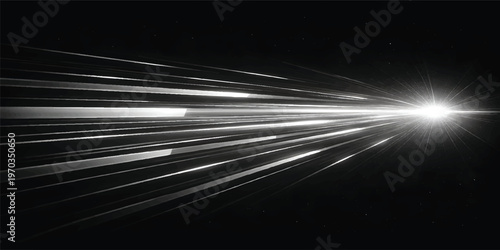 Futuristic Light Speed Warp with Glowing Rays, Abstract Sci-Fi Motion Background, High-Tech Data Stream Lines in Space