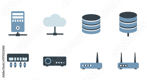 Network and data icons server cloud database router vector illustration