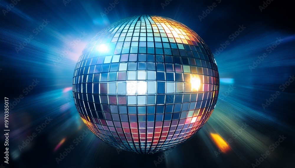 Obraz premium music disco ball of mirrors to reflect discotheque lights