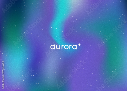 Aurora Light Gradient. Borealis Gradient Blur. Northern Aurora Light. Liquid Wave In Bright Graphic Design. Green, Blue And Purple Abstract Sky. Vibrant Cosmic Art With Retro Overlay Shine.