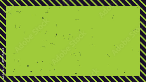 Green screen background with black and green striped border and confetti