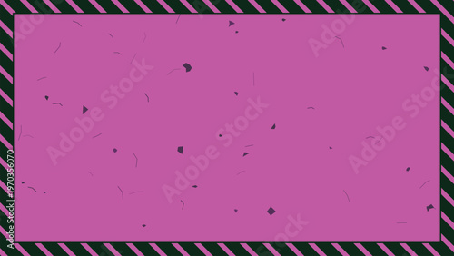 Vibrant pink background with black border and confetti