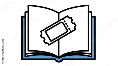 Open book with a ticket inside
