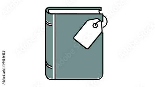 A closed book with a tag attached to its side