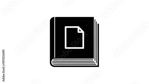 Stylized icon of a book with a document symbol on its cover
