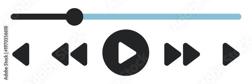 Music Video Play Bar Icon, vector illustration with play and pause controls, audio and video player interface, podcast playlist, mobile app, website design