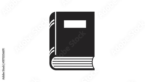 A black icon of an open book with horizontal lines on its pages